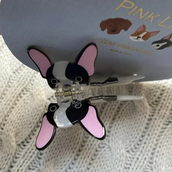 NWT hair clips. Dogs. Boston terrier & corgi 2.5-3” long. Teeth. hairdos. Twist - Picture 8 of 9
